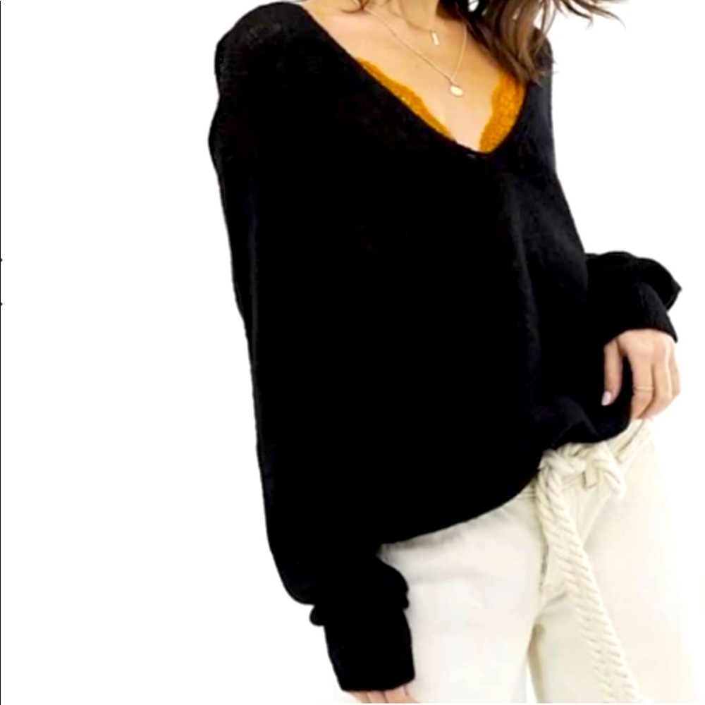 Free People Fuzzy V-Neck Sweater